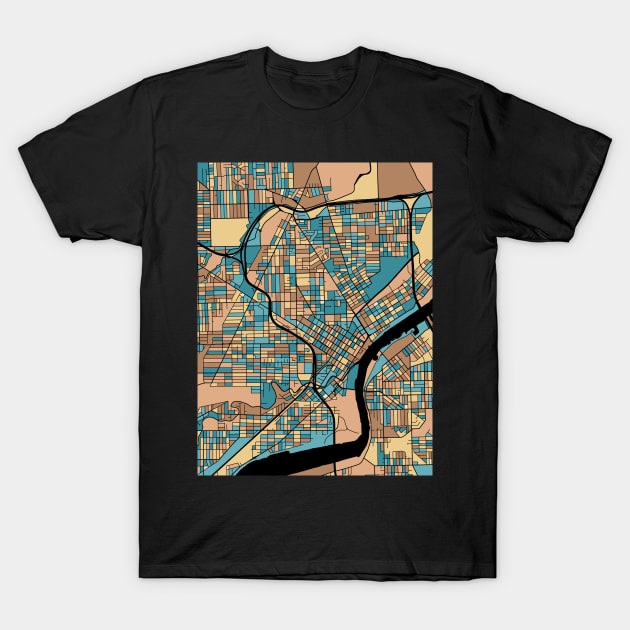 Toledo Map Pattern in Mid Century Pastel T-Shirt by PatternMaps